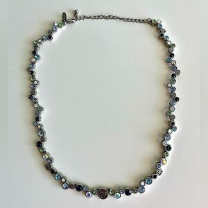 Lia Sophia Multicolored Rhinestone/Zirconia Silver Tone Necklace
